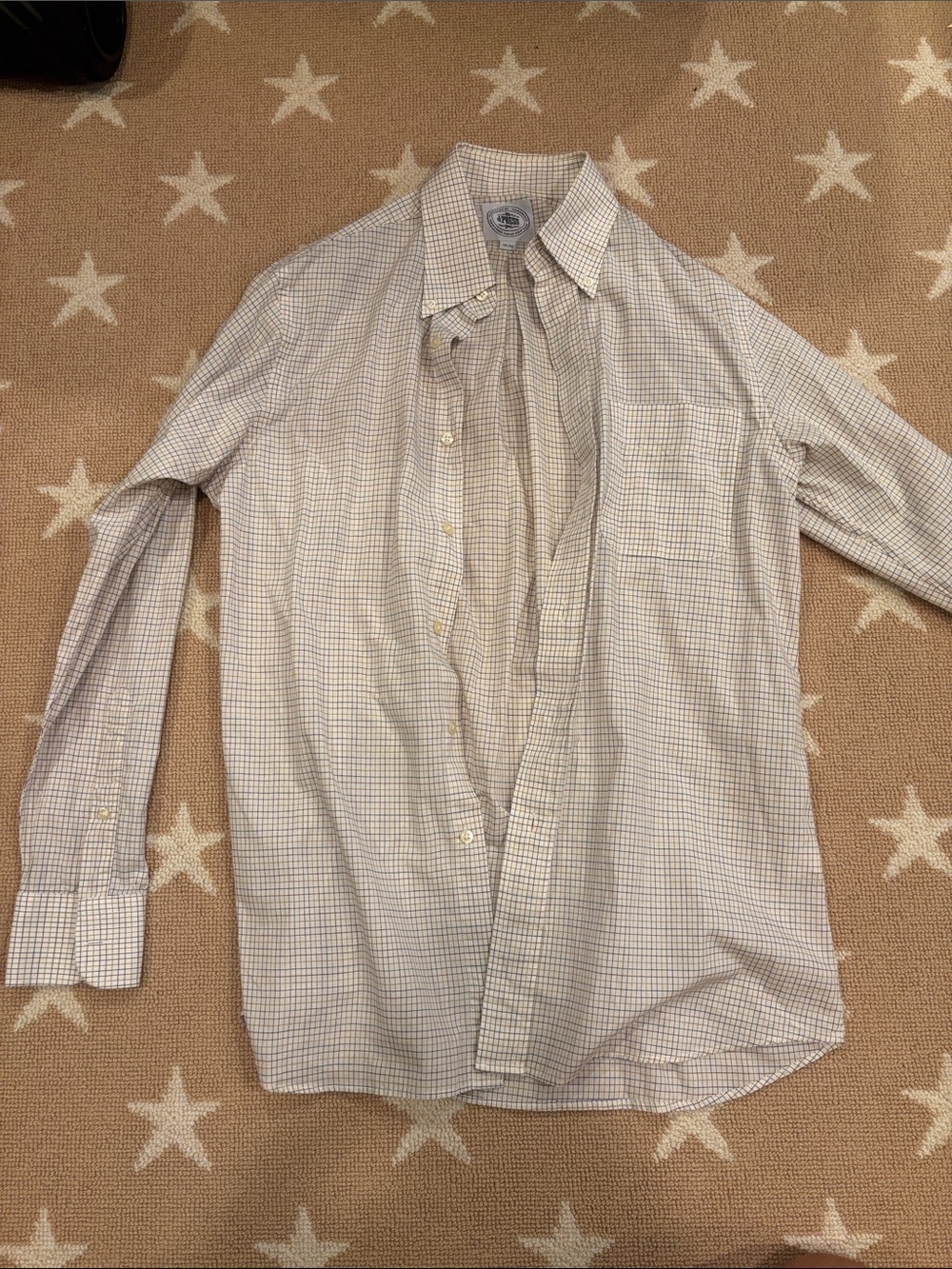 Men's J. press Check Button-Down Shirt in Beige and Light Blue
